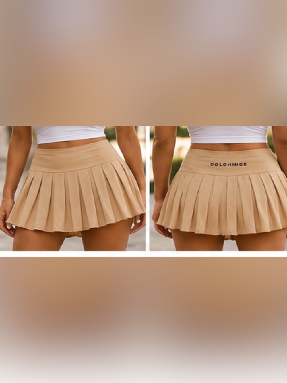 Goldhinge Pleated Mini Skirt in Brown Like New